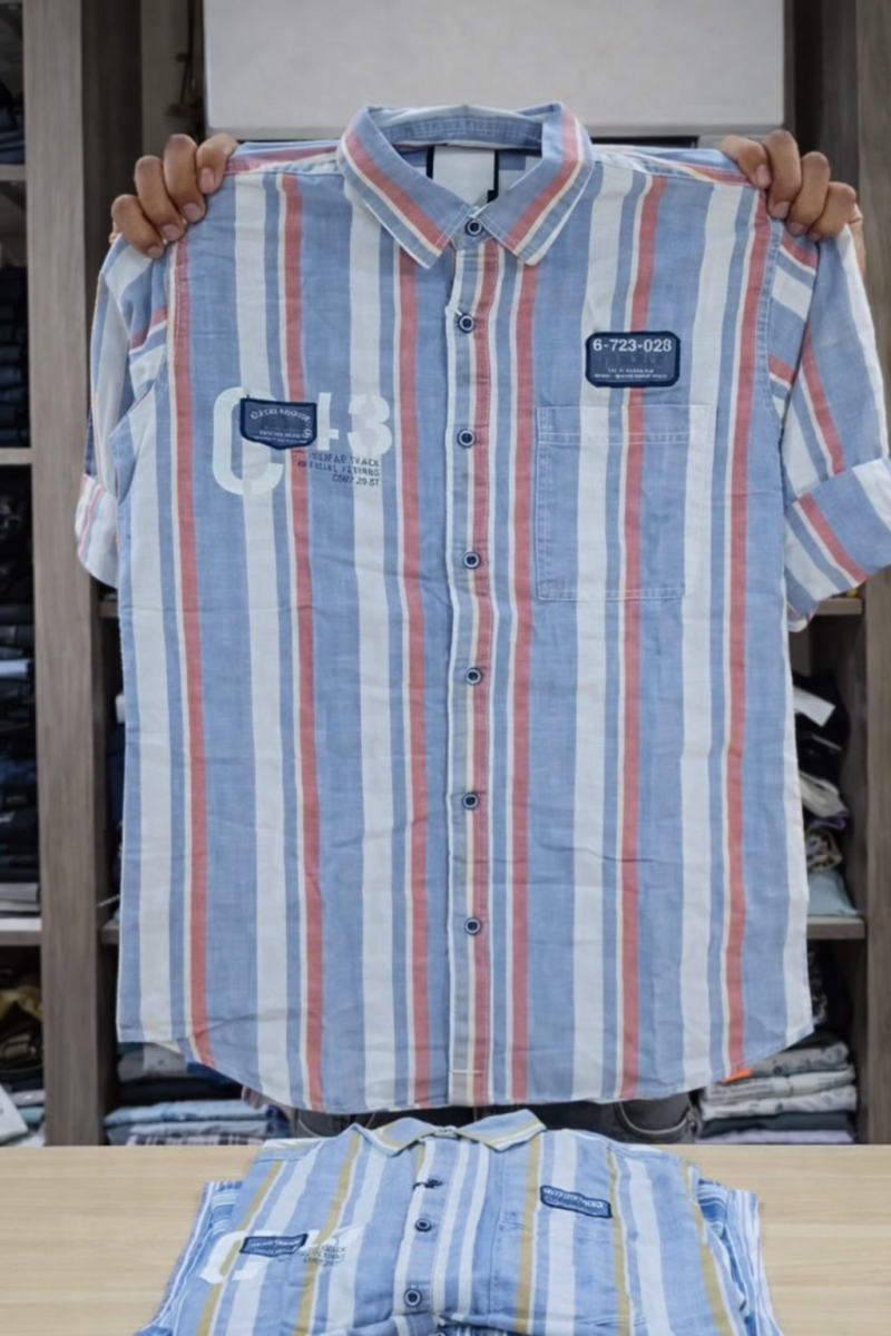 Men’s Casual Striped Shirt | Stylish Half Sleeve Cotton Shirt for Men